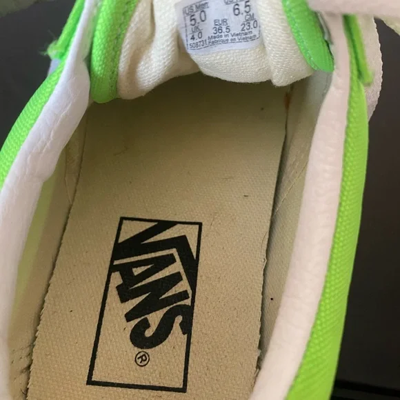 Neon green vans in perfect condition only worn once and are like new :) - Picture 10 of 11